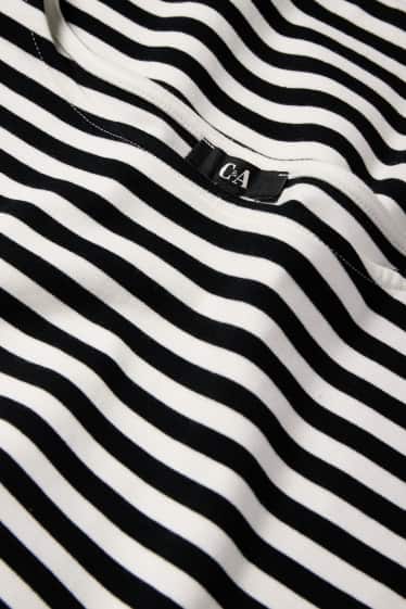 Dames - Longsleeve - gestreept - zwart / wit