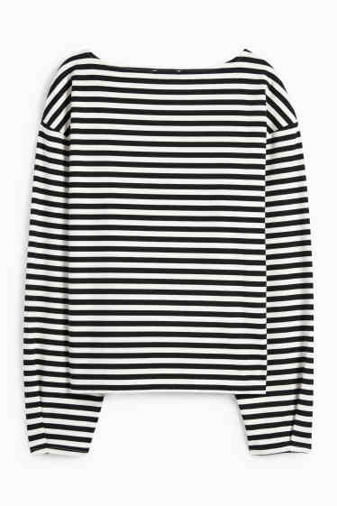 Dames - Longsleeve - gestreept - zwart / wit