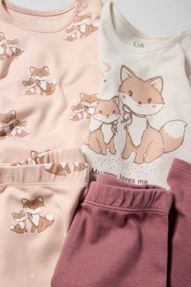 Bebeluși - fete - Multipack 2 buc. - vulpe - pijama bebeluși - 4 piese - roz