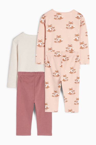 Bebeluși - fete - Multipack 2 buc. - vulpe - pijama bebeluși - 4 piese - roz