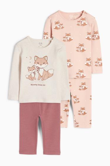 Bebeluși - fete - Multipack 2 buc. - vulpe - pijama bebeluși - 4 piese - roz