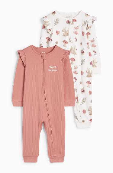 Bebeluși - fete - Multipack 2 buc. - animale din pădure - pijama salopetă bebeluși - roz închis