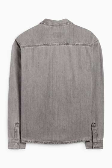 Bărbați - Cămașă din denim - relaxed fit - guler Kent - denim-gri deschis