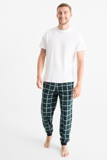Bărbați - Pantaloni de pijama - în carouri - verde închis