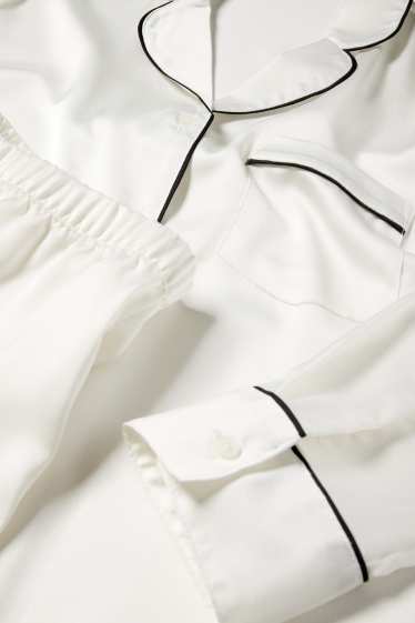 Femei - Pijama din satin - alb-crem