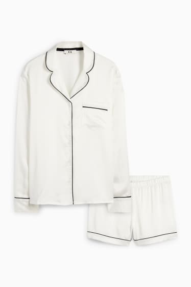 Femei - Pijama din satin - alb-crem
