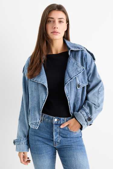 Femei - Jachetă crop din denim - denim-albastru