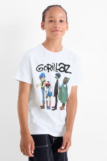 Copii - Băieți - Gorillaz - tricou cu mânecă scurtă - alb