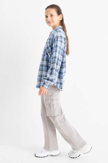 Copii - Fete - Pantaloni cargo - gri deschis