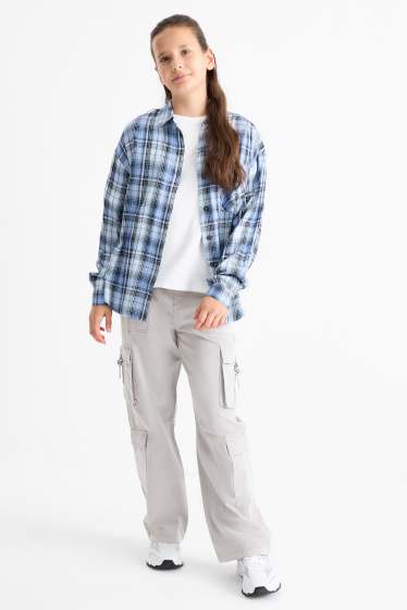 Copii - Fete - Pantaloni cargo - gri deschis