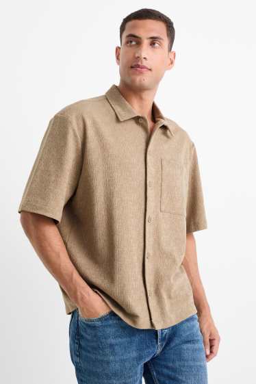 Bărbați - Cămașă - regular fit - guler Kent - structurată - kaki