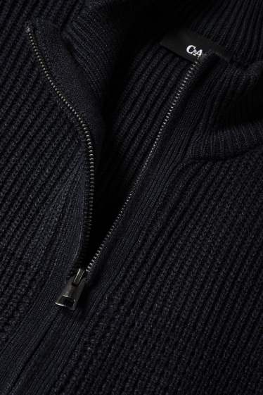 Heren - Gebreid vest - met structuur - donkerblauw