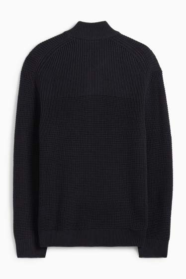 Heren - Gebreid vest - met structuur - donkerblauw