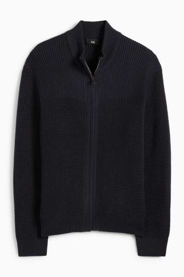 Heren - Gebreid vest - met structuur - donkerblauw