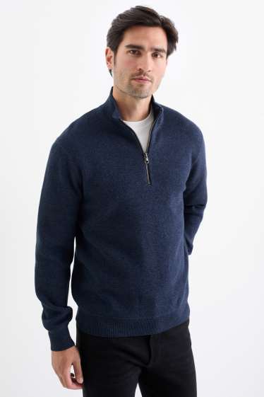 Herren - Pullover - strukturiert - dunkelblau
