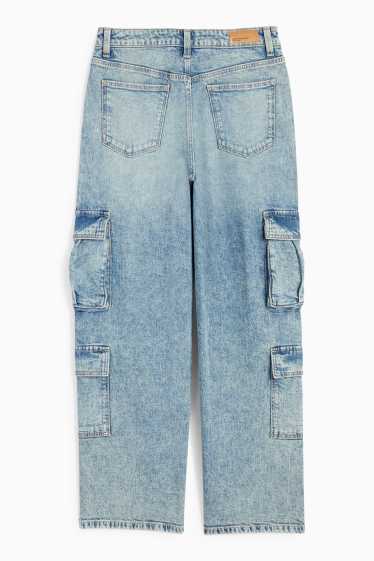 Copii - Fete - Cargo jeans - denim-albastru deschis