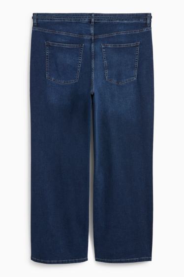 Femei - Wide leg jeans - talie medie - LYCRA® - denim-albastru închis