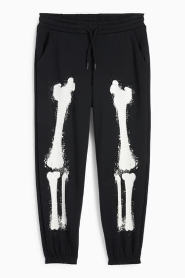 Copii - Băieți - Halloween - schelet - pantaloni de trening - Glow in the dark - negru