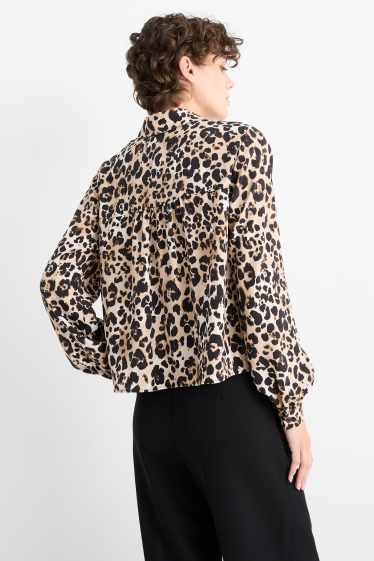 Femei - Bluză - imprimeu de leopard - negru / nej