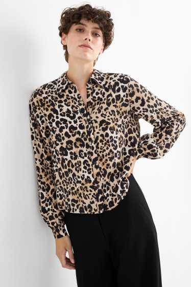 Femei - Bluză - imprimeu de leopard - negru / nej