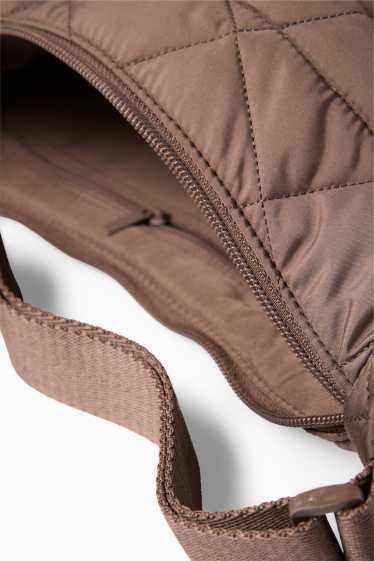 Dámské - Prošívaná taška přes rameno - hnědá