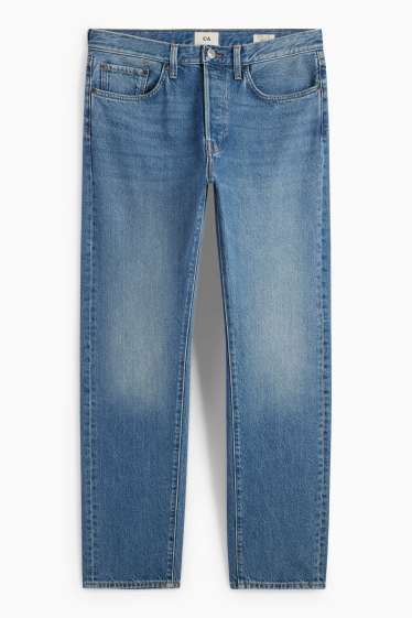Bărbați - Regular jeans cu fentă cu nasturi - denim-albastru