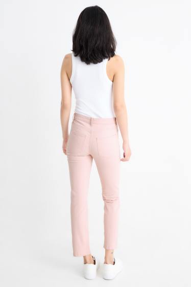 Femei - Pantaloni de stofă - talie înaltă - slim fit - roz