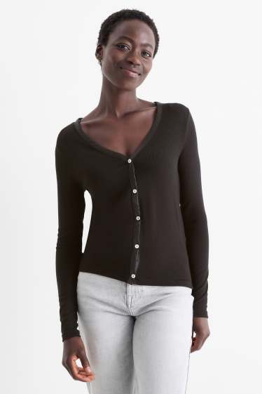 Dámské - Pletený kardigan - černá