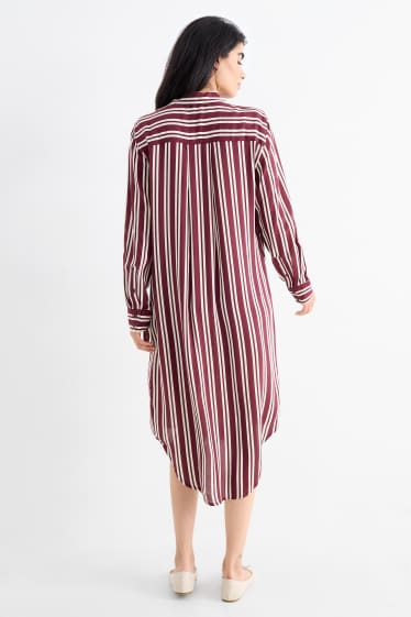 Femei - Rochie tip bluză - cu dungi - bordo