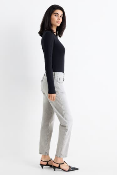 Femei - Mom jeans - talie înaltă - LYCRA® - denim-gri deschis