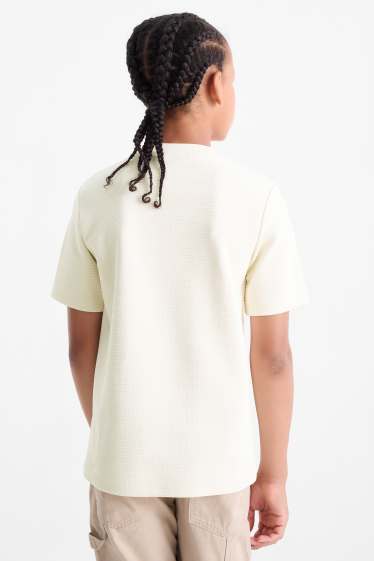 Copii - Băieți - Tricou cu mânecă scurtă - structurat - alb-crem