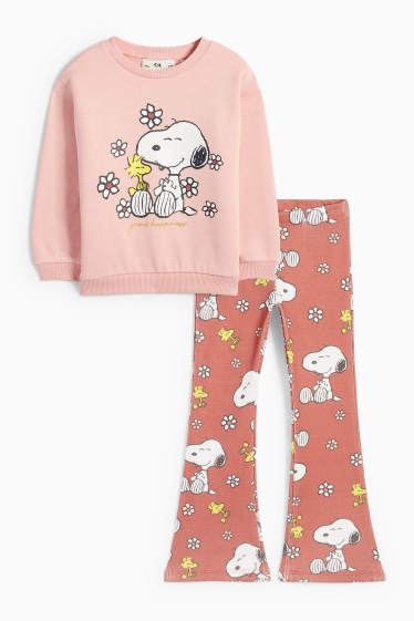 Children Girls - Peanuts - set - sweatshirt and flared leggings - 2 piece - rose