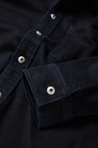 Men - Denim shirt jacket - regular fit - kent collar - denim-dark blue