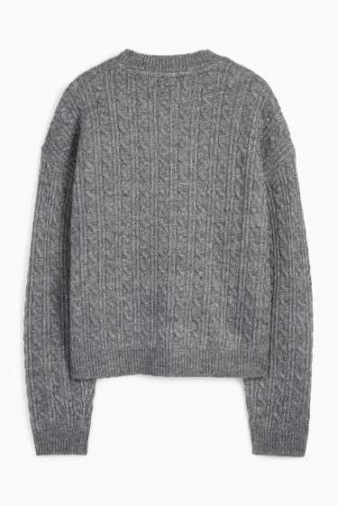 Women - Jumper - cable knit pattern - gray