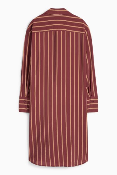 Femei - Rochie tip bluză - cu dungi - vișiniu