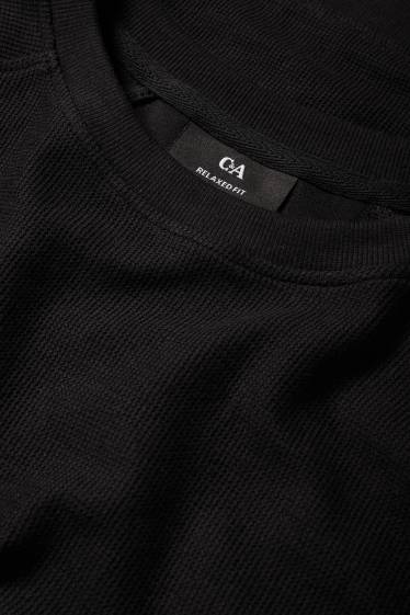 Heren - Longsleeve - met structuur - zwart