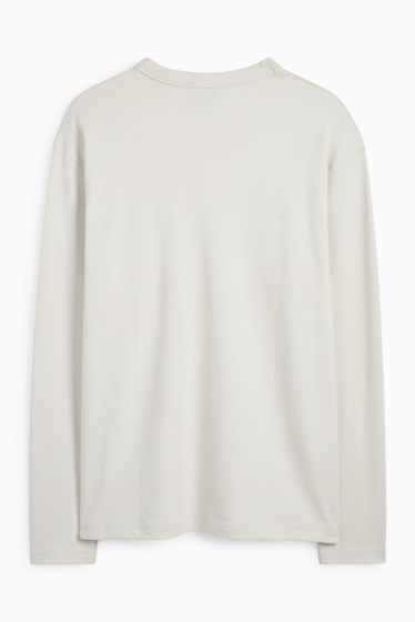 Bărbați - Tricou cu mânecă lungă - alb-crem