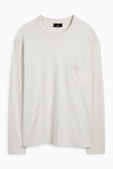 Bărbați - Tricou cu mânecă lungă - alb-crem