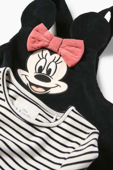 Copii - Fete - Minnie Mouse - set - rochie din catifea și tricou cu mânecă lungă - 2 piese - negru / alb