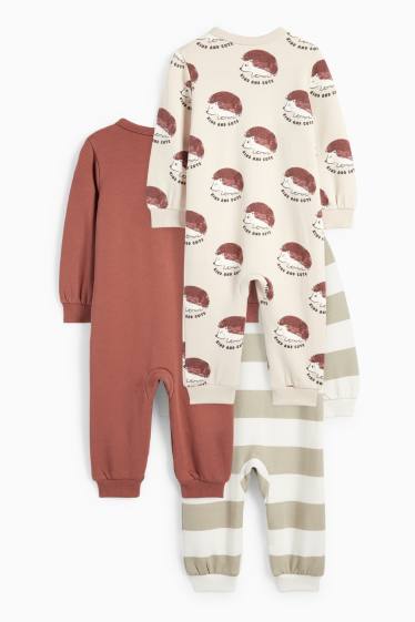 Unisex - Multipack 3 buc. - arici - pijama salopetă bebeluși - alb-crem