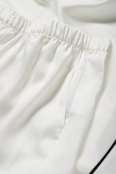 Femei - Pantaloni de pijama din satin - alb