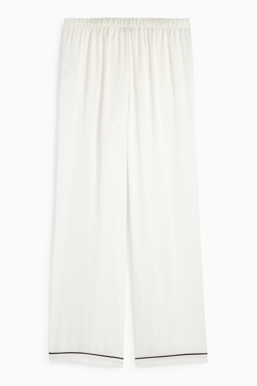 Femei - Pantaloni de pijama din satin - alb