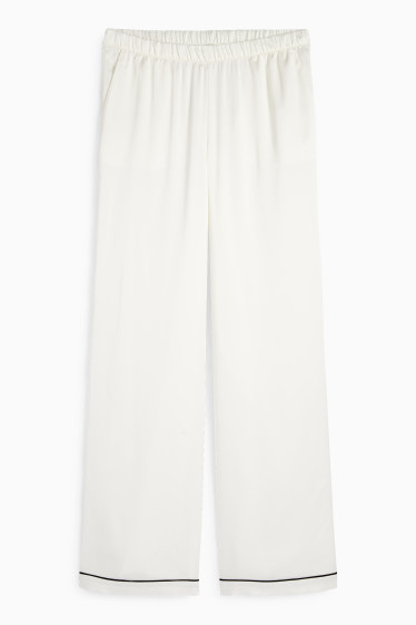 Femei - Pantaloni de pijama din satin - alb