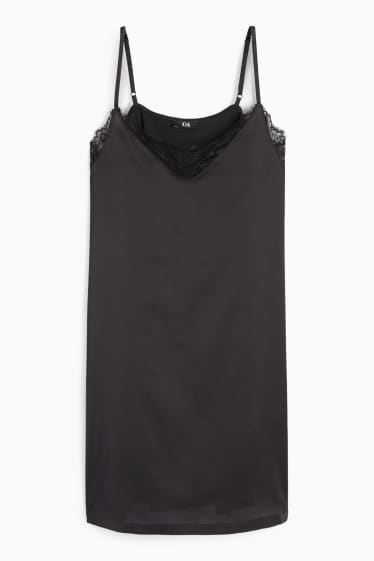 Femei - Cămașă de noapte din satin - negru