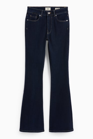 Femei - Flared jeans - talie medie - denim-albastru închis