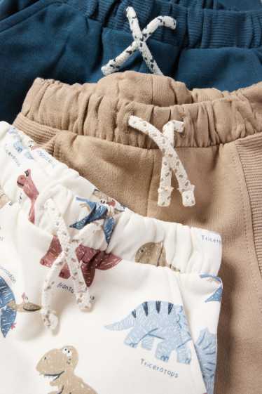 Bebeluși - băieți - Multipack 3 perechi - dinozauri - pantaloni de trening bebeluși - albastru / bej