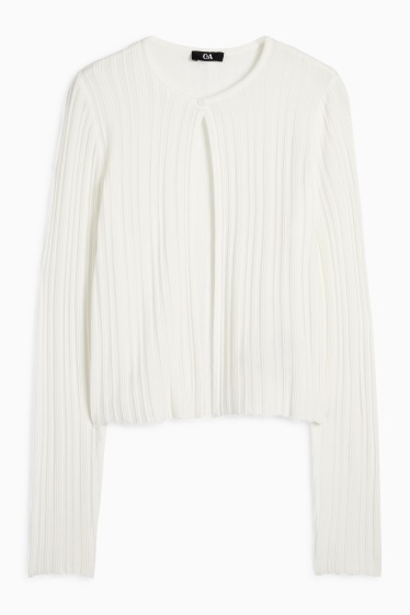 Femei - Cardigan tricotat - reiat - alb-crem