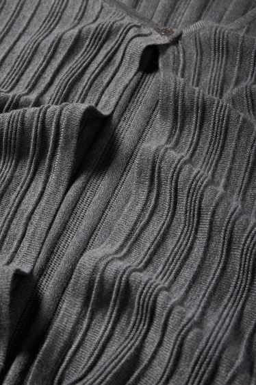 Femei - Cardigan tricotat - reiat - gri