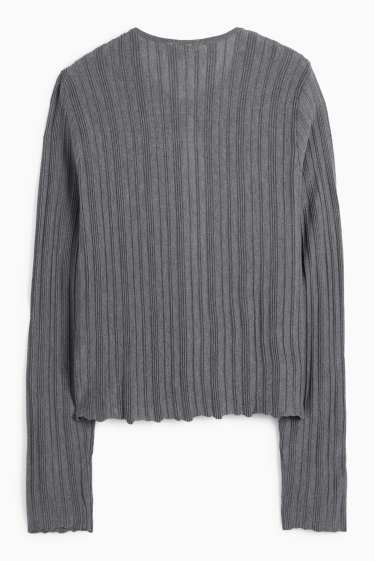 Femei - Cardigan tricotat - reiat - gri