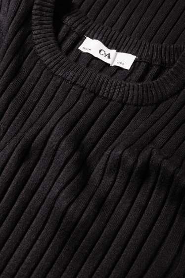 Copii - Fete - Rochie tricotată - reiată - negru
